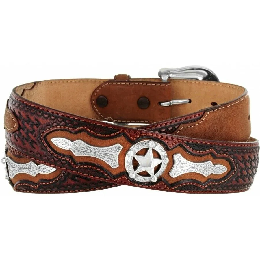 Justin Men's Black-Tan Odessa Star Belt