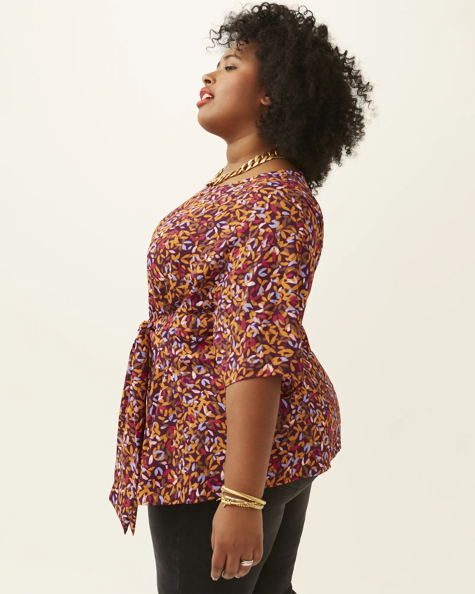 Kara Tie-Front Top | Purple / Orange