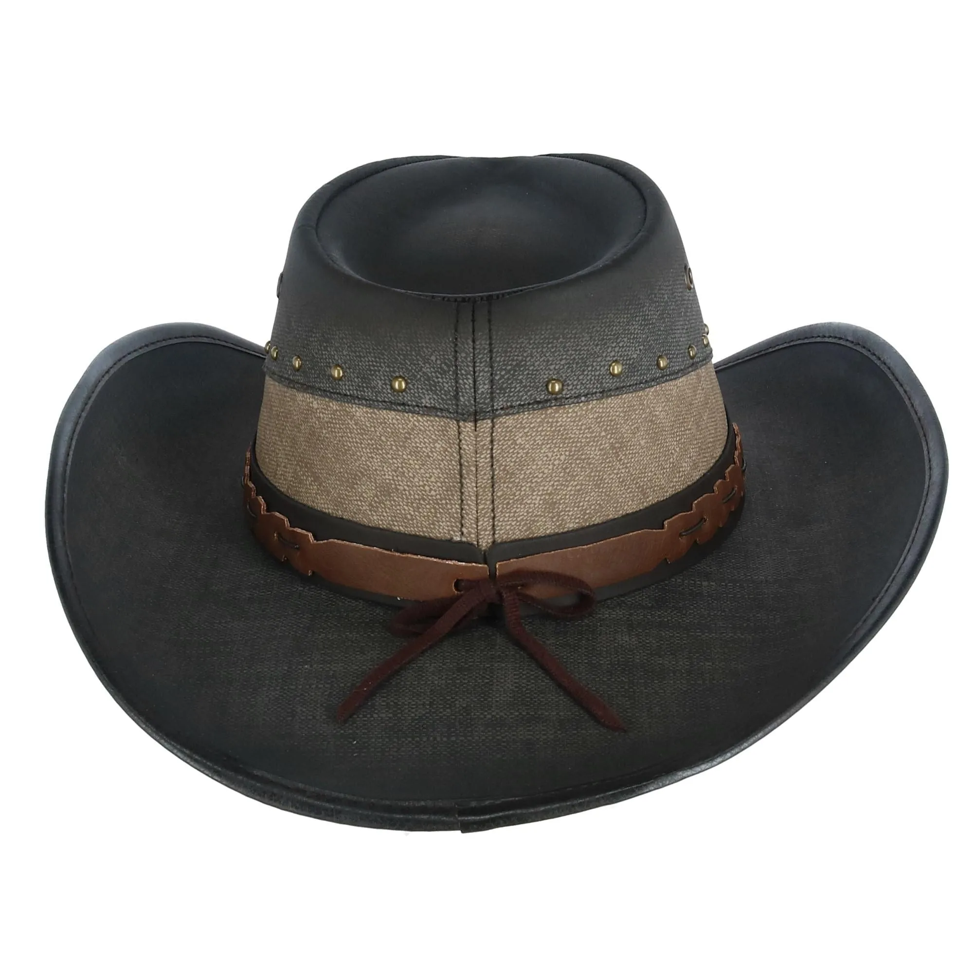 Kenny K Men's Vegan Leather Western Hat with Beaded Hatband