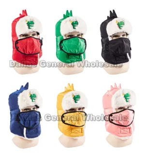 Kids Dino Bomber Aviator Hats w/ Mask Wholesale