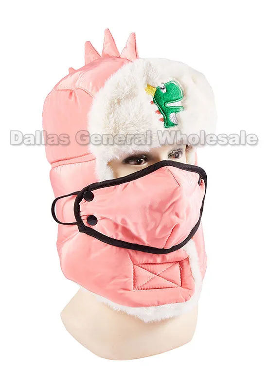 Kids Dino Bomber Aviator Hats w/ Mask Wholesale