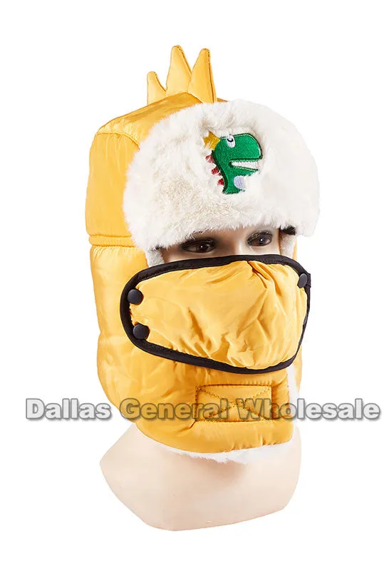 Kids Dino Bomber Aviator Hats w/ Mask Wholesale
