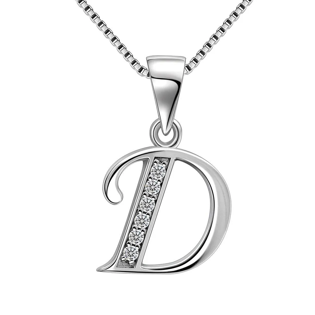 Letter D Initial Necklaces Pendant Women Men Name Jewelry Gift 925 Silver