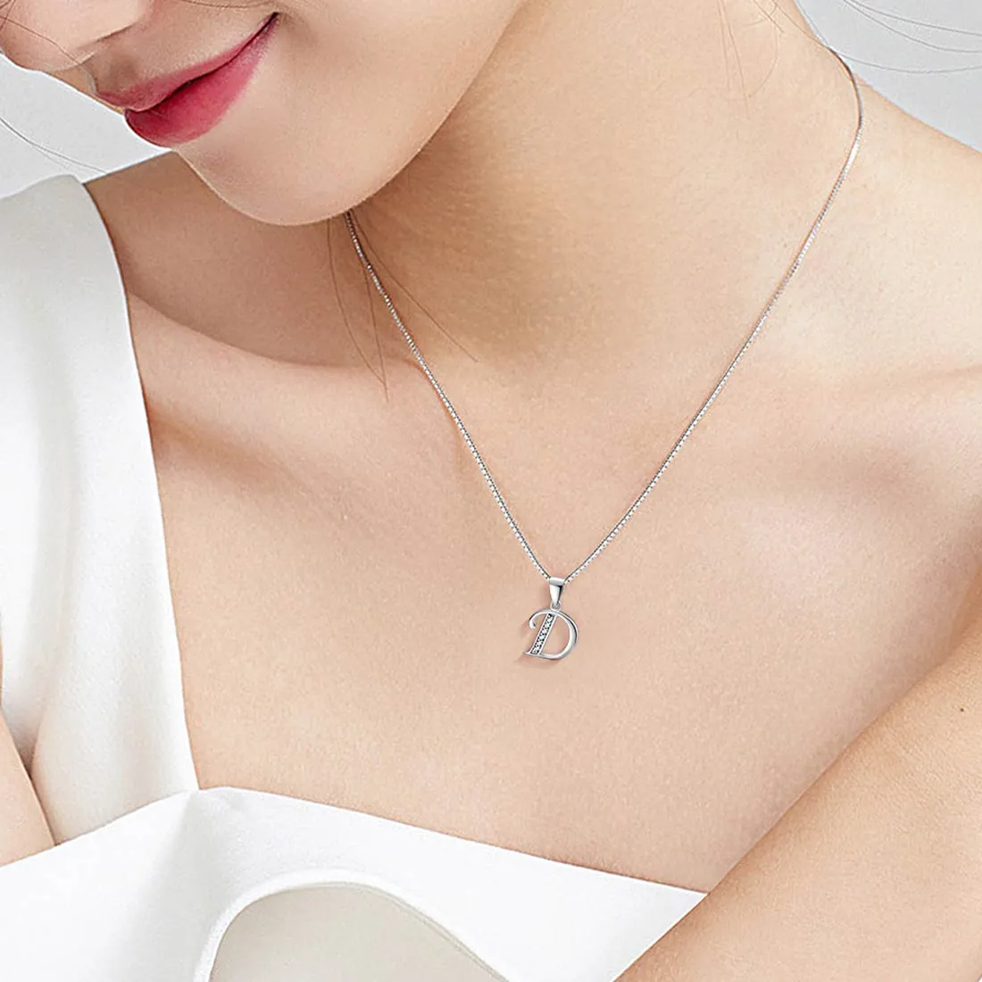 Letter D Initial Necklaces Pendant Women Men Name Jewelry Gift 925 Silver