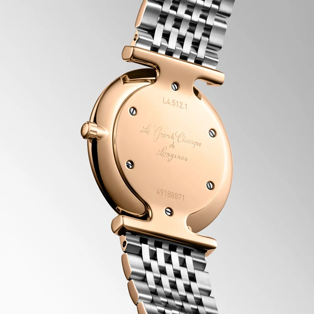 Longines La Grande Classique 29mm Green Diamond Dot Dial Red PVD Steel Ladies Quartz Watch L4.512.1.08.7