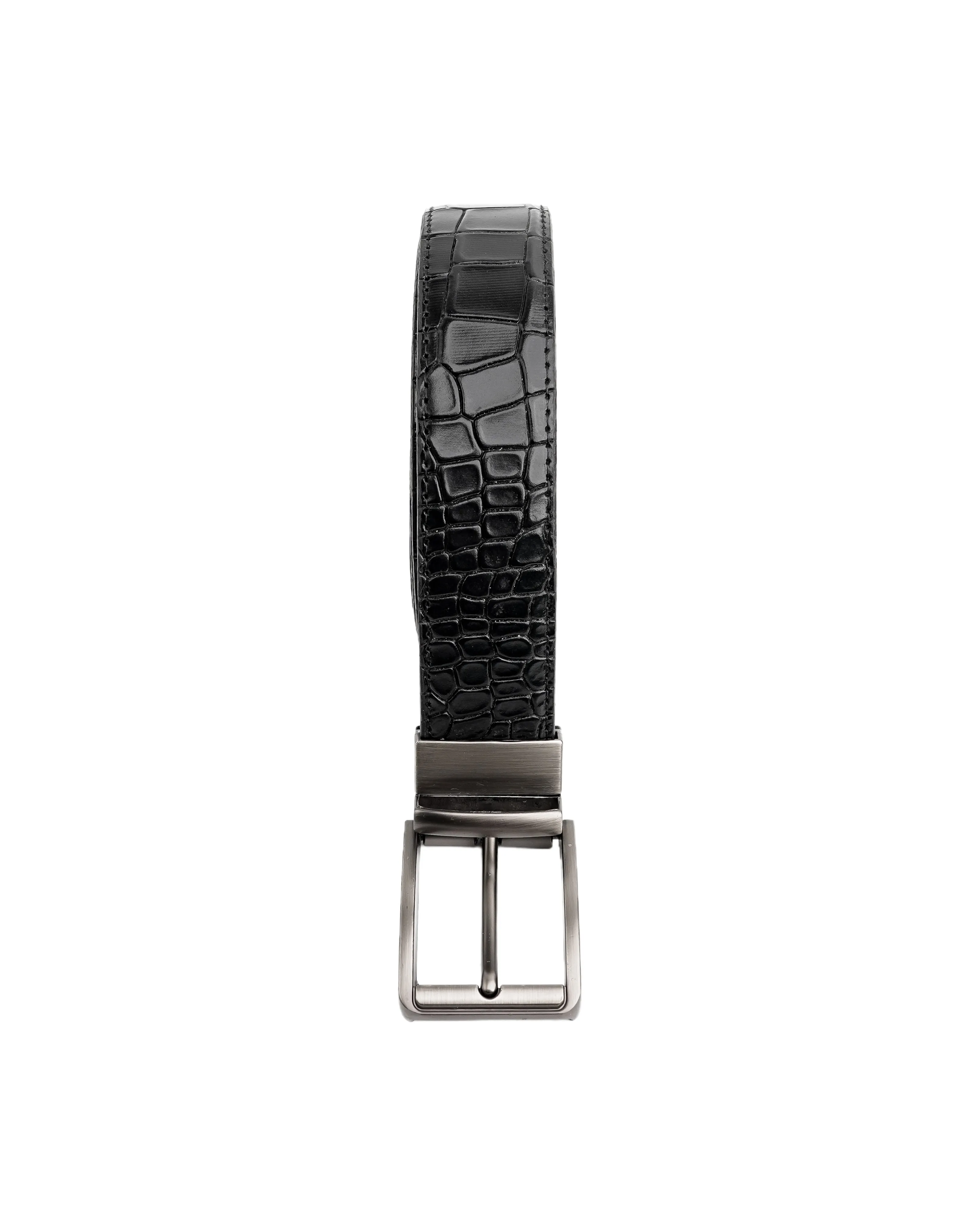 Mens 2in1 Croc Textured Style Reversible Leather Belt