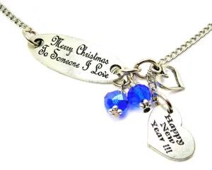 Merry Christmas To Someone I Love And Happy New Year Heart Lariat Necklace