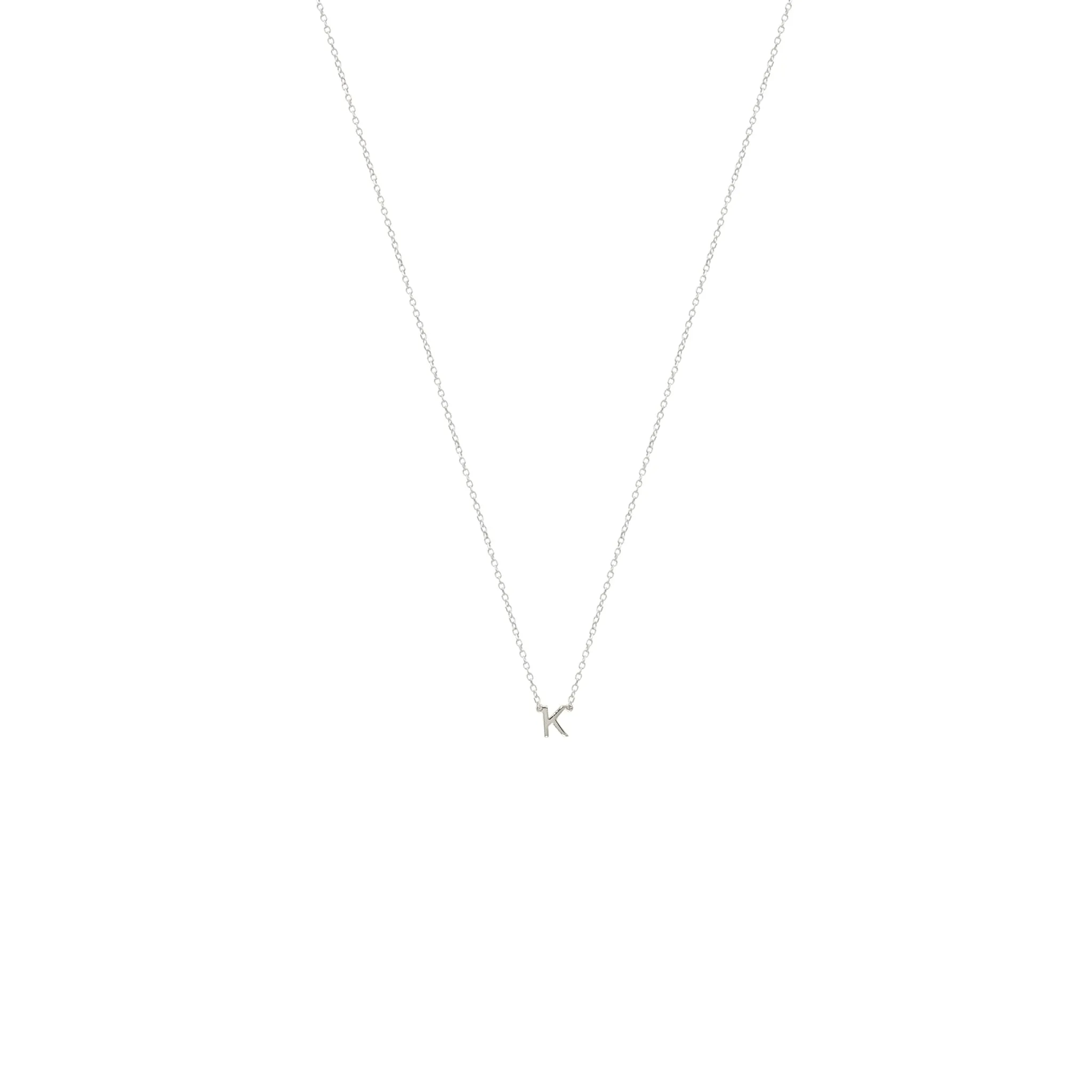 Mini Initial Necklace, 14k White Gold