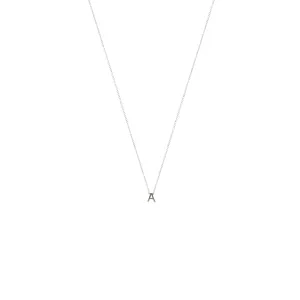 Mini Initial Necklace, 14k White Gold