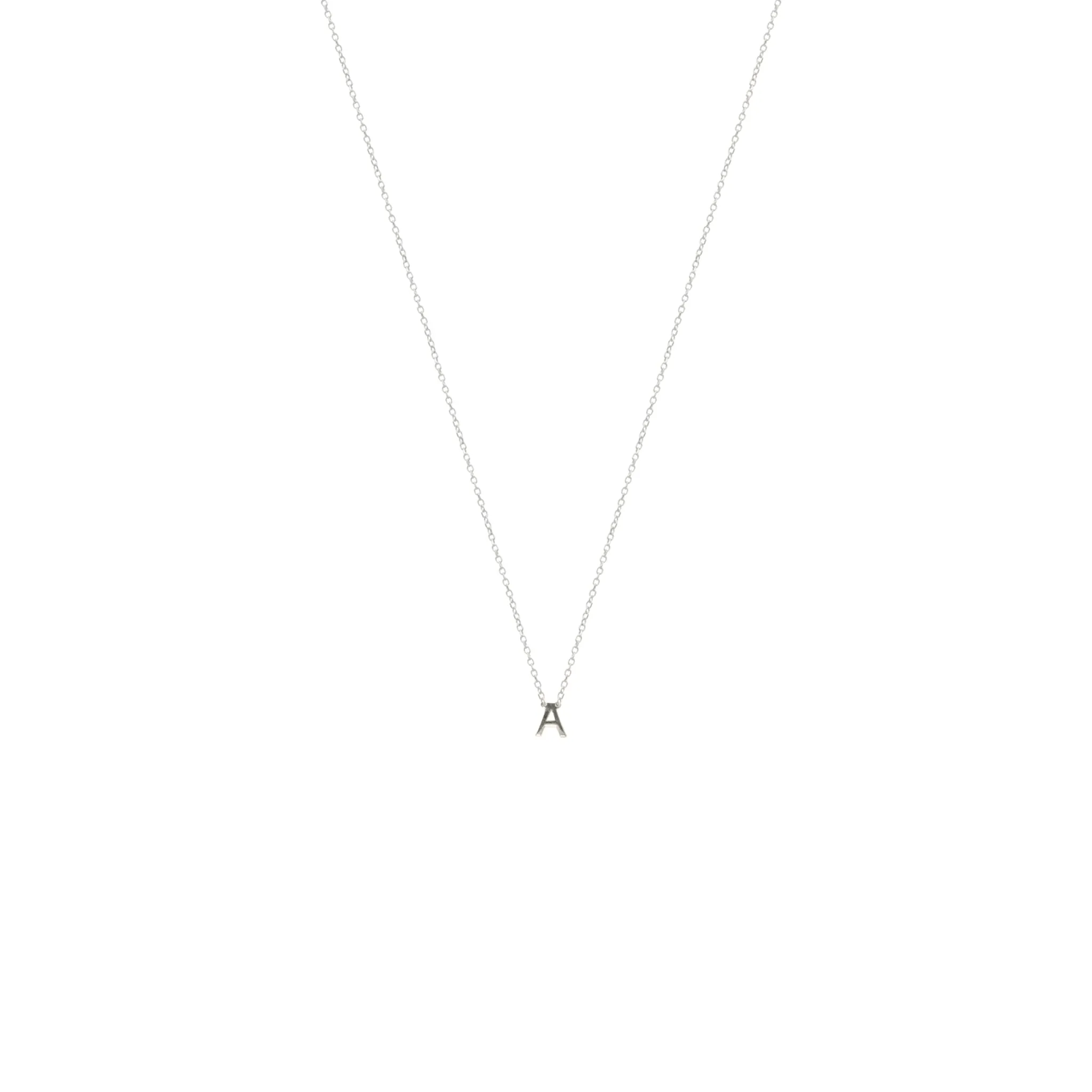 Mini Initial Necklace, 14k White Gold