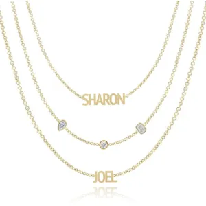 Mixed Shapes Blended Multiple Names Layered Necklace