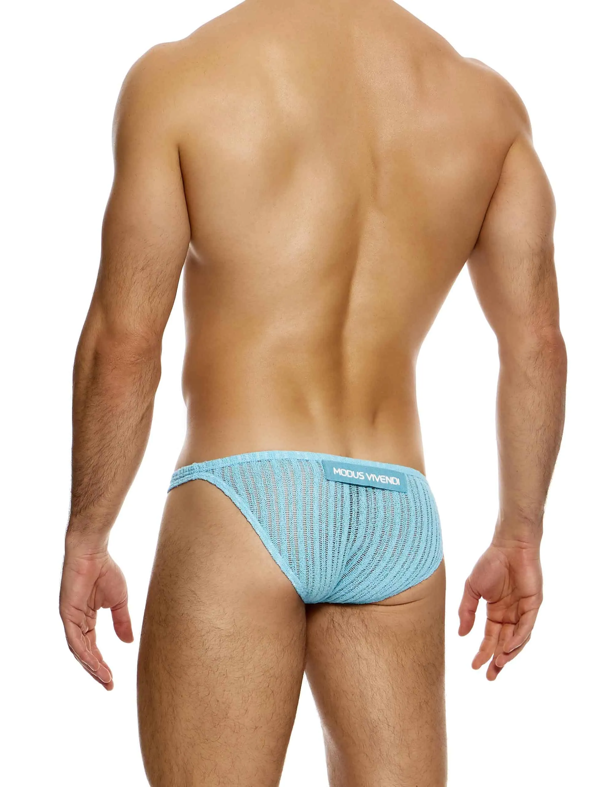Modus Vivendi Striped Crochet Low Cut Brief Blue