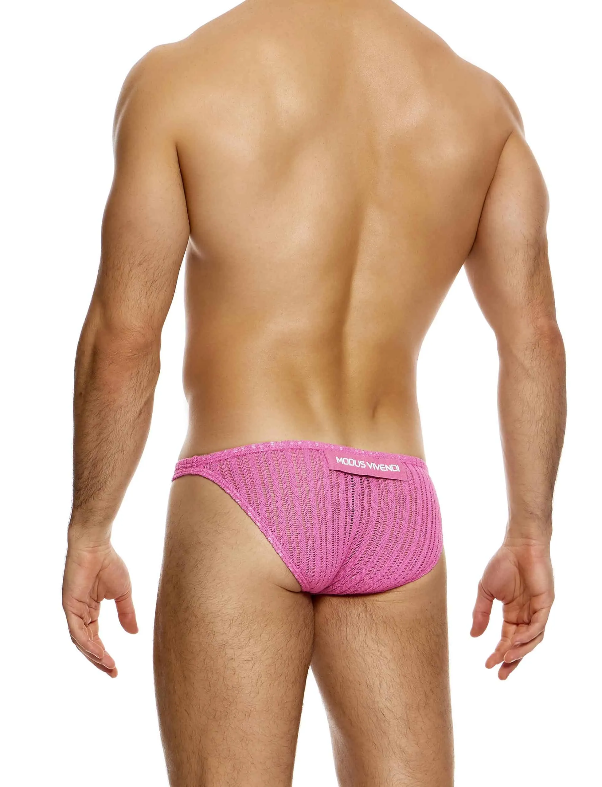 Modus Vivendi Striped Crochet Low Cut Brief Pink
