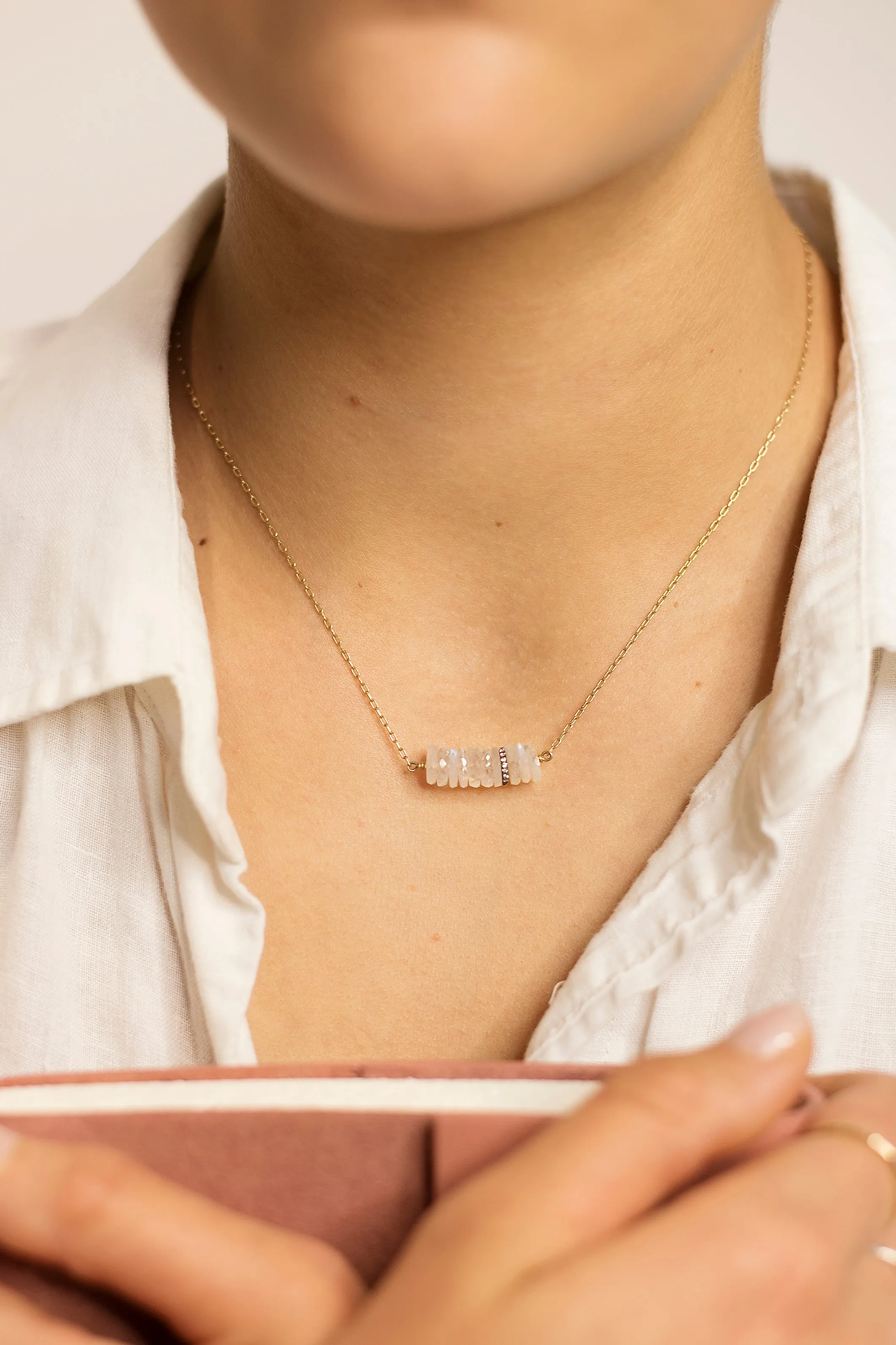 Moonstone Pavé Necklace