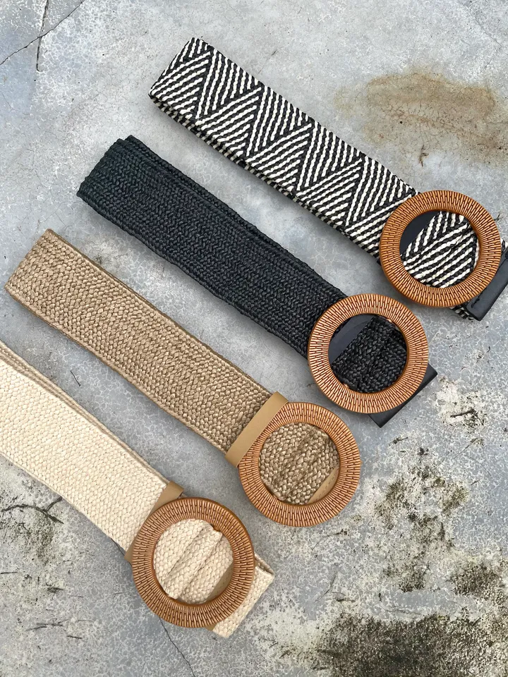 Natural Rattan Belt (Elastic) - Assorted
