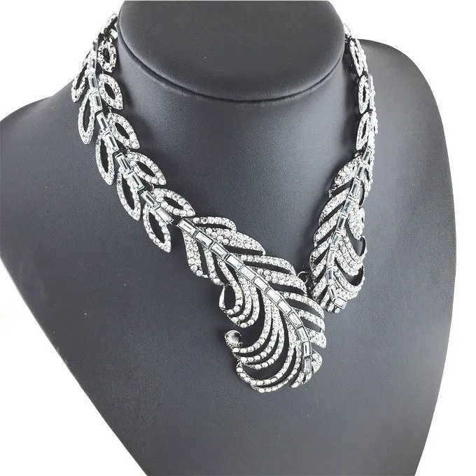 New - S Peacock Feather Wrap Necklace