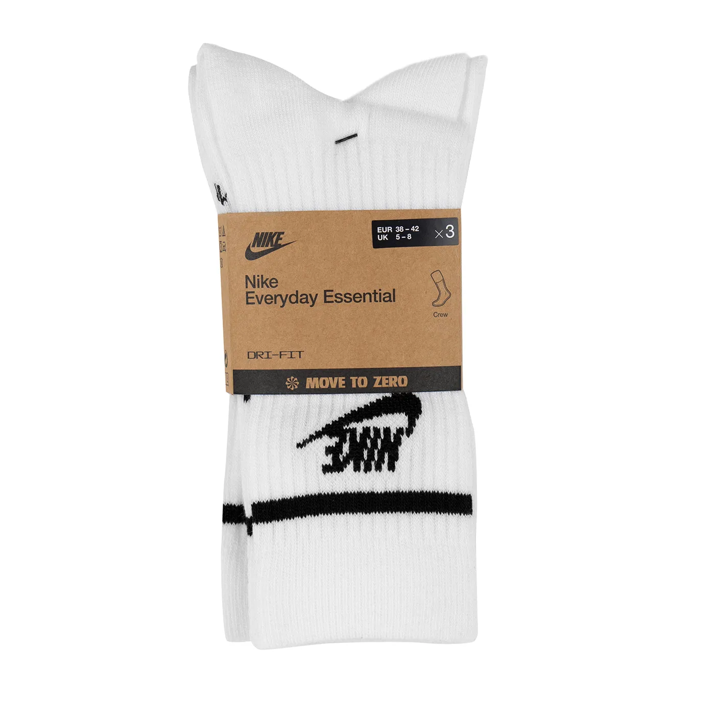 Nike Everyday Essential 3 Pack Stripe Crew Socks - White / Black / Black