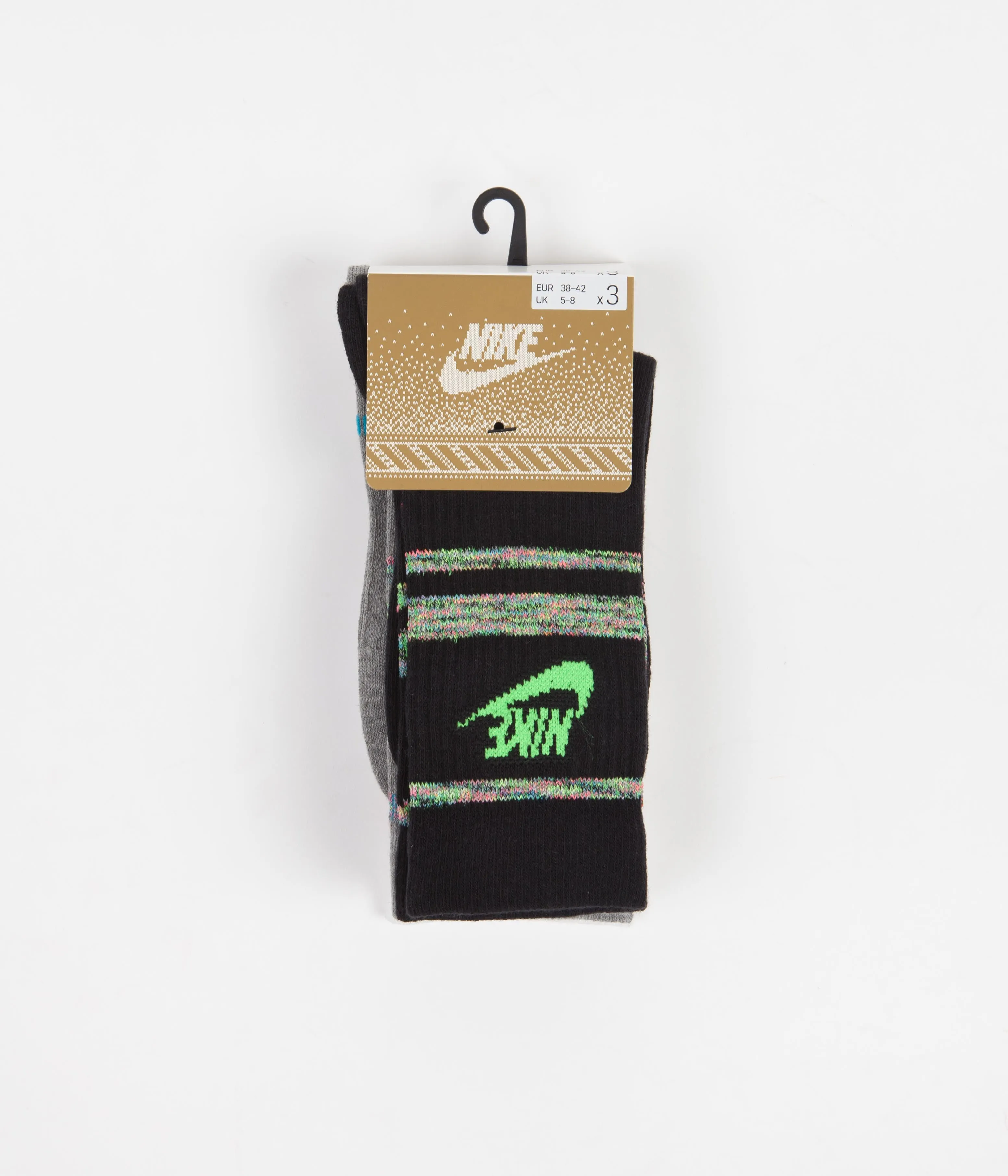 Nike Everyday Essential Crew Socks (3 Pack) - Black / Grey / Multi