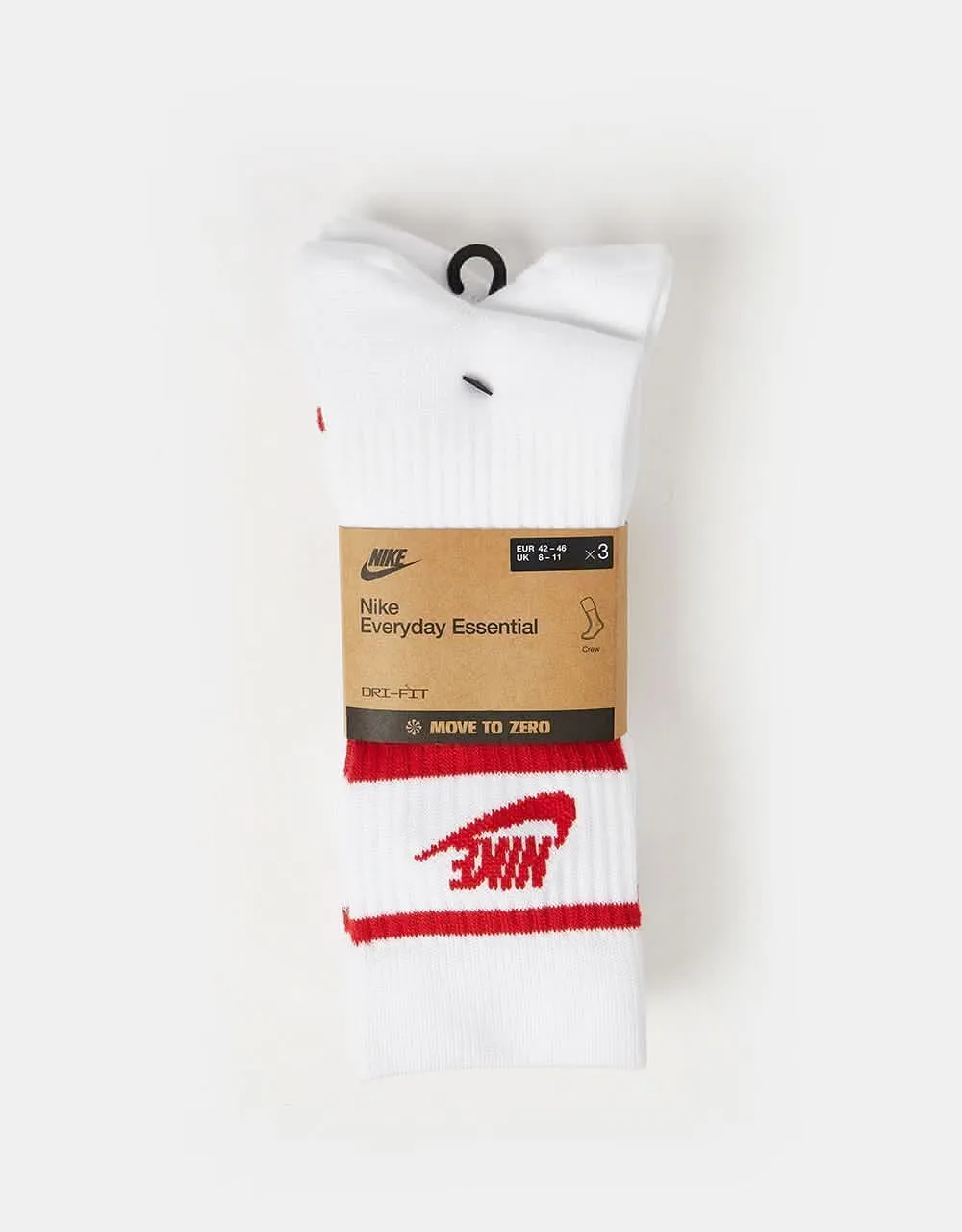 Nike Sportswear Everyday Essential 3 Pack Socks - White/University Red