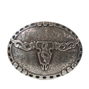 Nocona  Floral Bull Skull Silber Buckle 37717
