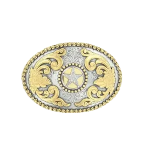 Nocona Western Men's Floral Embossed 2-Toned Star Belt Buckle 3756644
