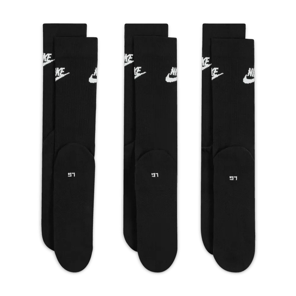 NSW Everyday Essential Crew Socks (3 Pairs) 'Black/White'