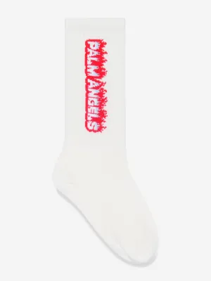 Palm Angels Boys Flames High Socks in White