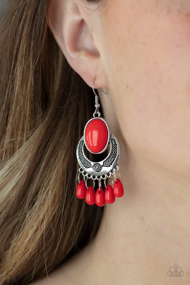 Paparazzi Earring ~ Prairie Flirt - Red