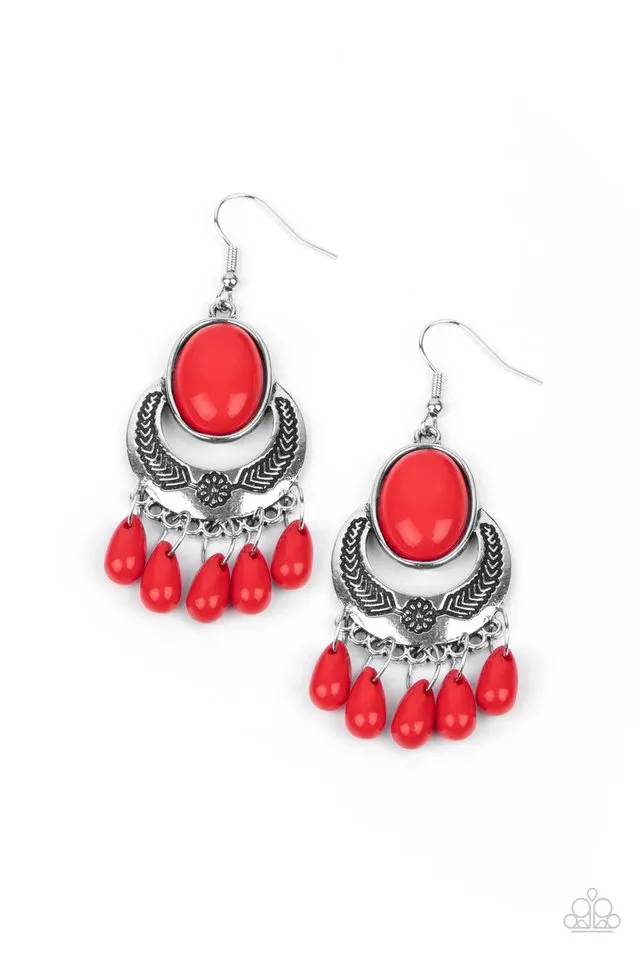 Paparazzi Earring ~ Prairie Flirt - Red