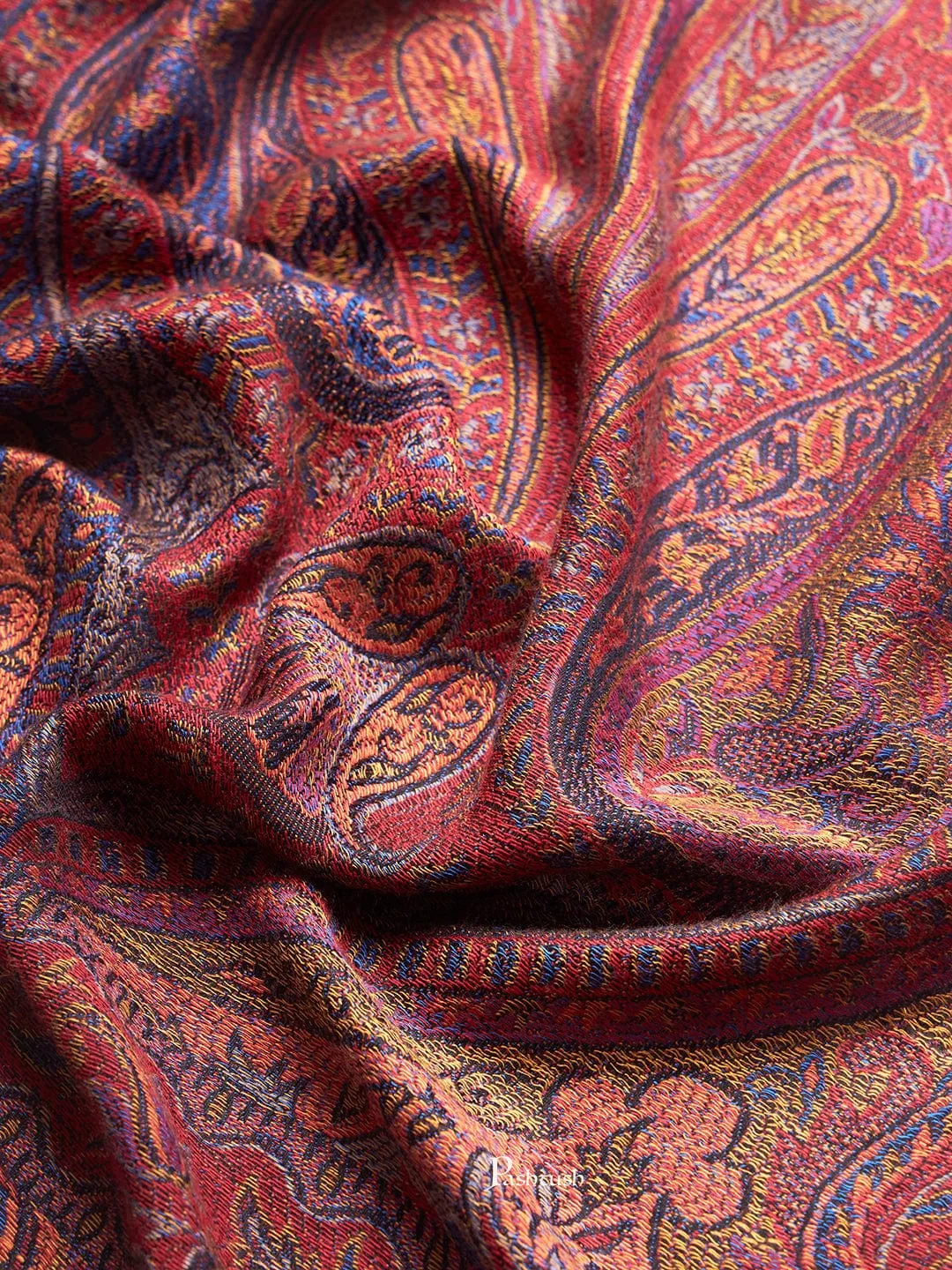 Pashtush Womens Bamboo Stole, Extra Soft Jamawar Paisley Design, Multicolour