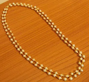 Pearl Gold Look Double Line Necklace