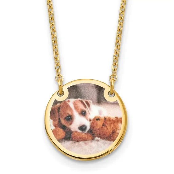 Personalized Small 12 mm Photo Round Circle Disc Necklace