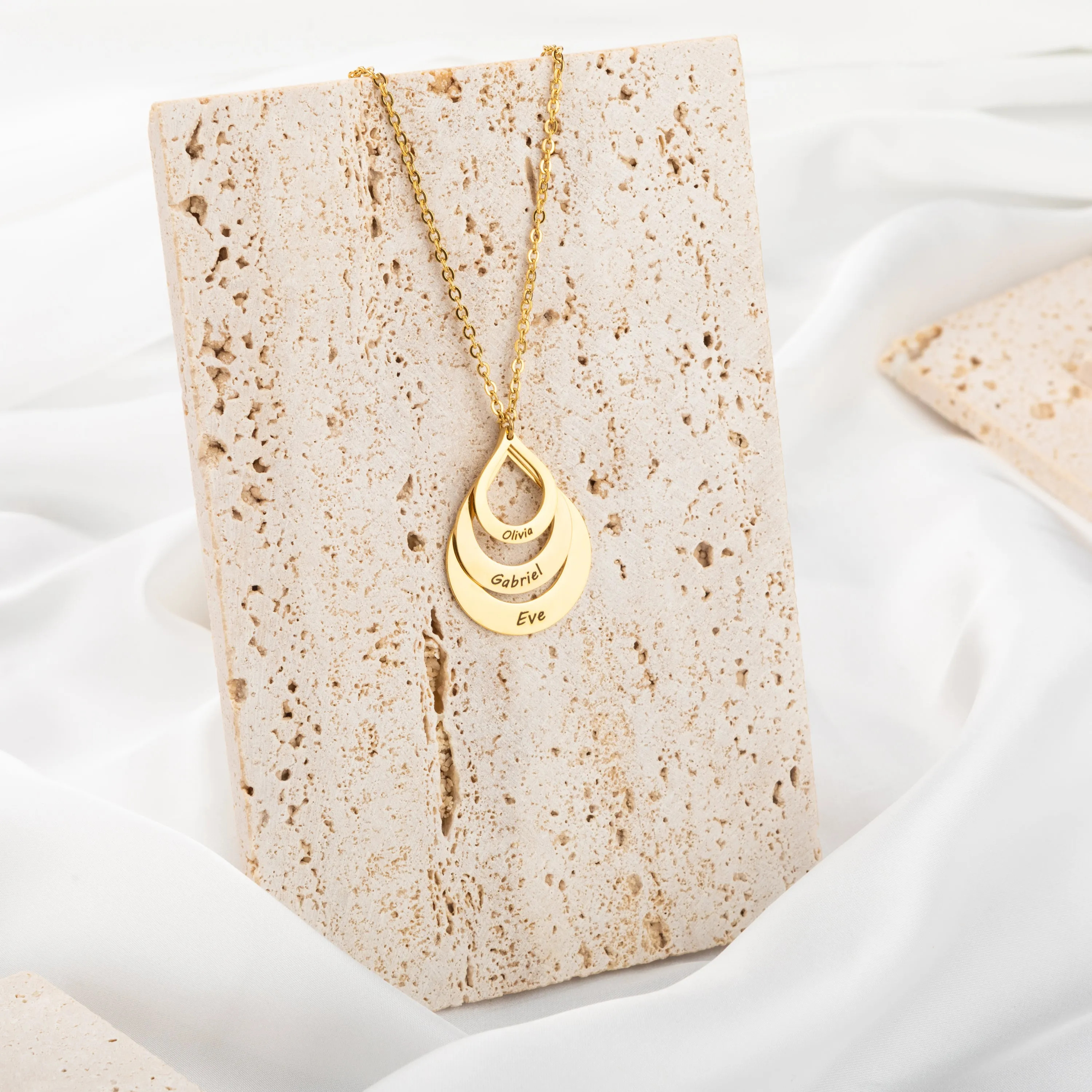 Personalized Teardrop Family Pendant Necklace