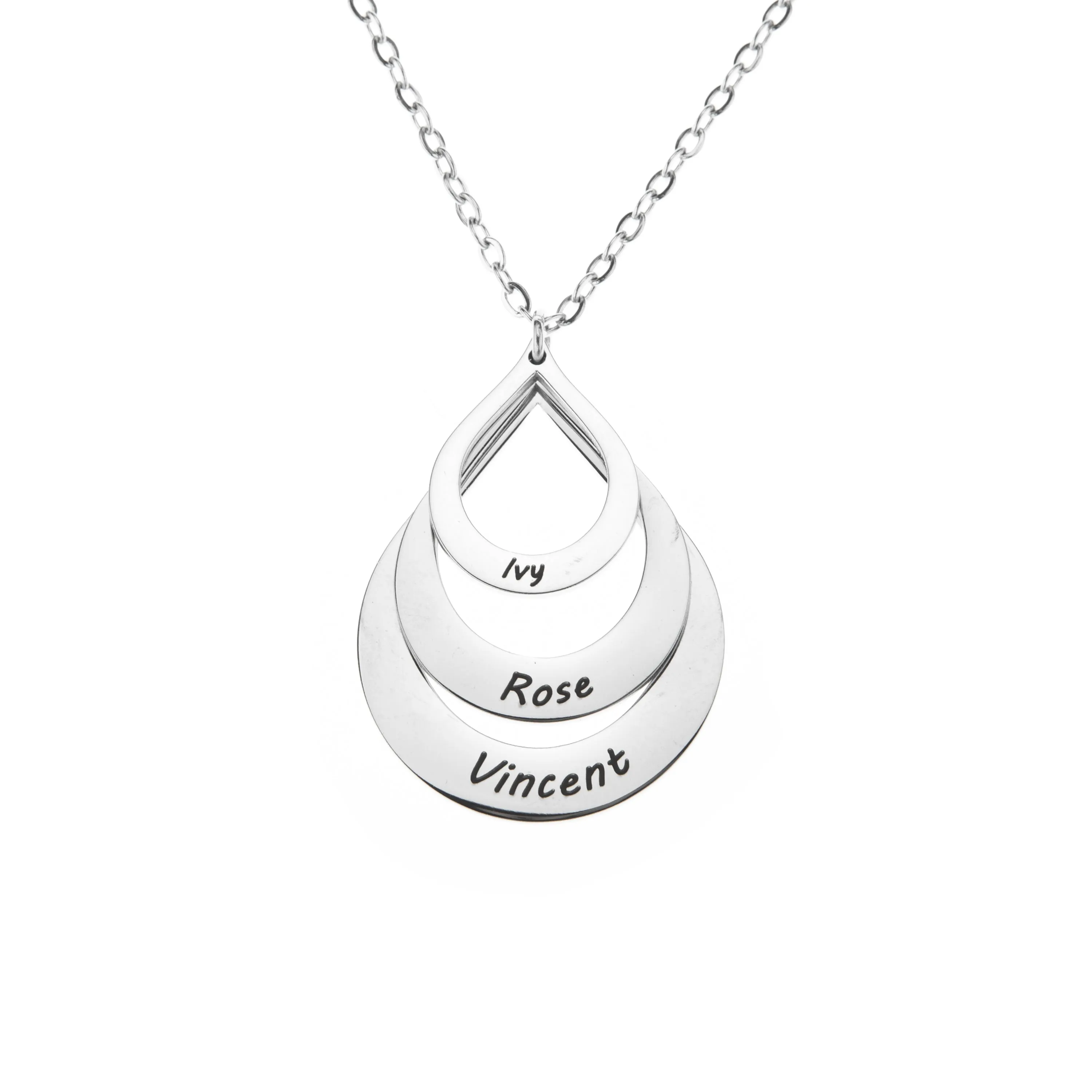 Personalized Teardrop Family Pendant Necklace