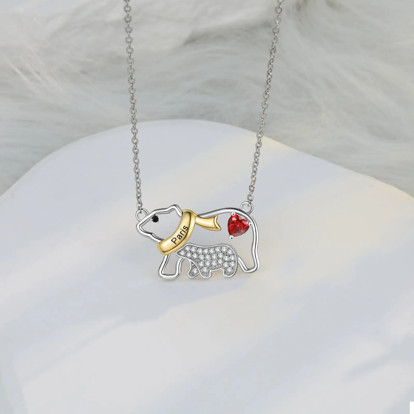 Polar Bear Mother and Child Necklace