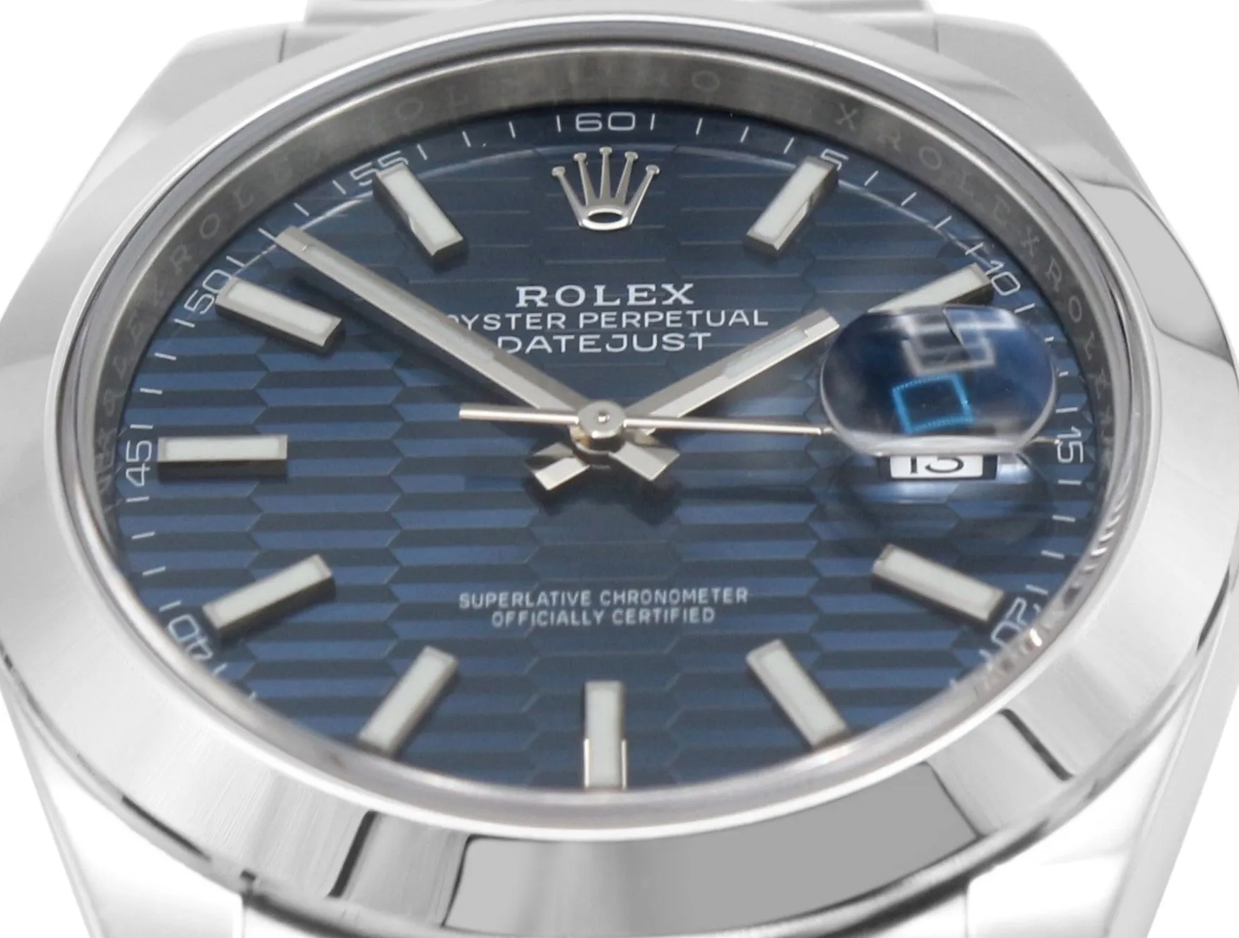 Rolex Datejust Fluted Blue Dial 41mm Steel Watch - Ref: 126300