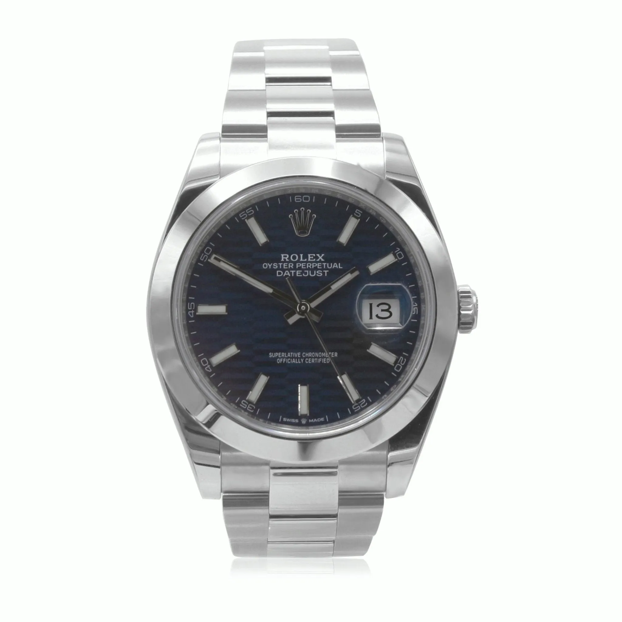 Rolex Datejust Fluted Blue Dial 41mm Steel Watch - Ref: 126300
