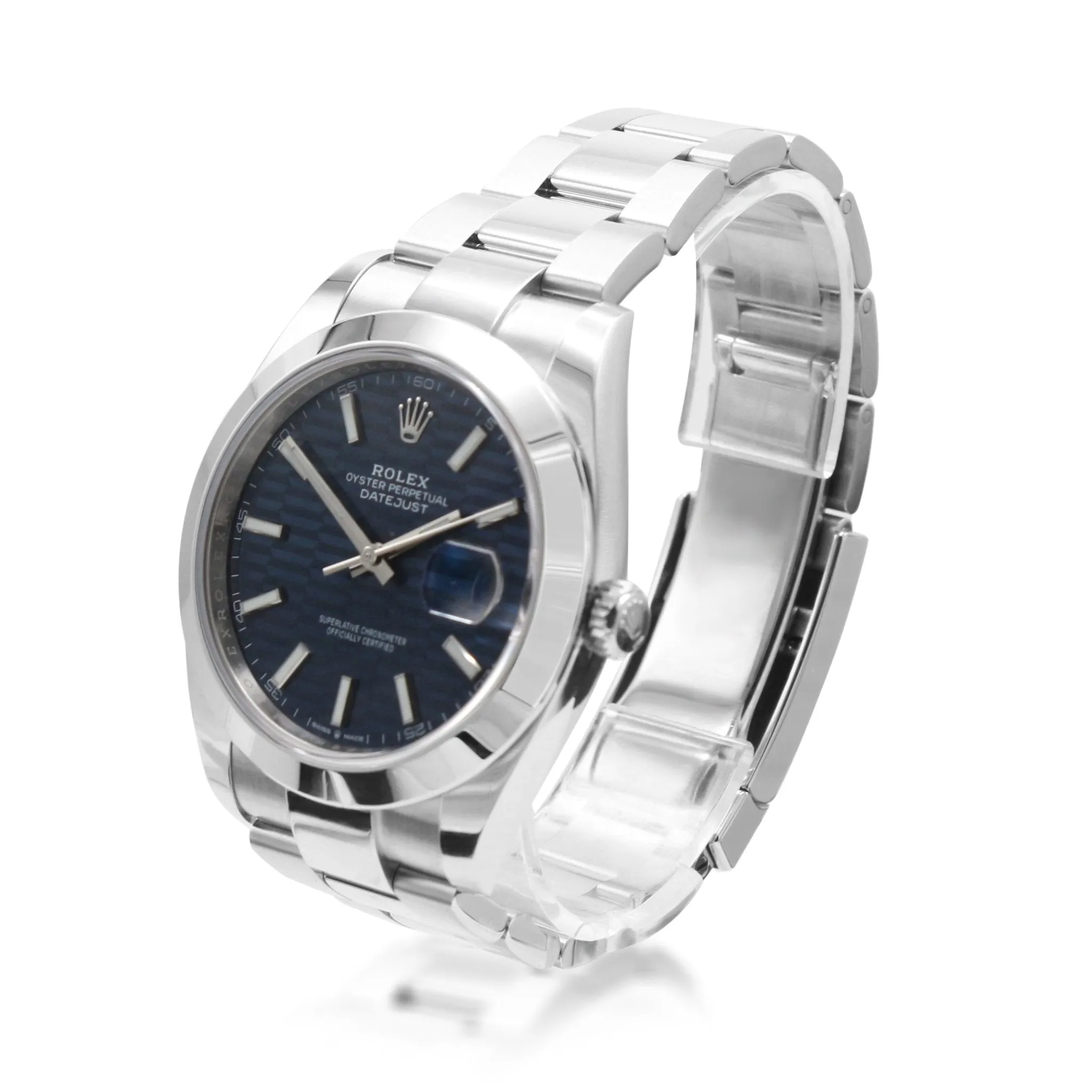 Rolex Datejust Fluted Blue Dial 41mm Steel Watch - Ref: 126300