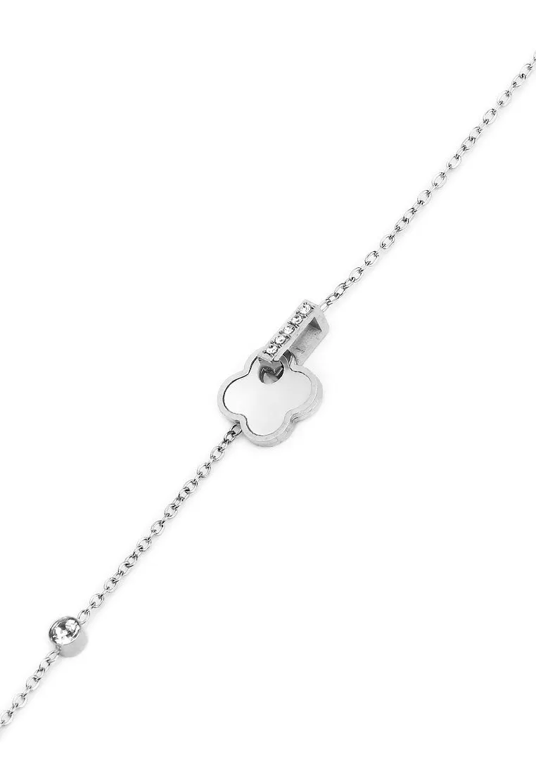 Saia Silver Metal Watch with Necklace Set (Silver)