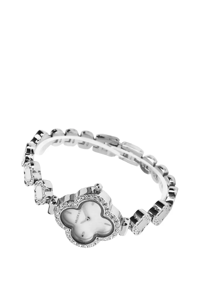 Saia Silver Metal Watch with Necklace Set (Silver)