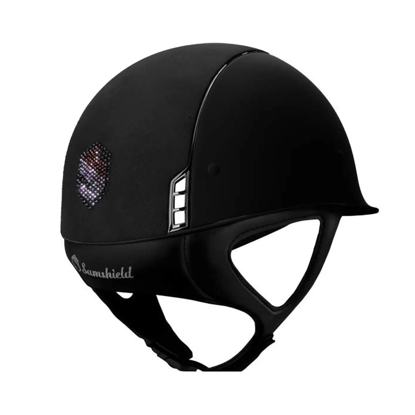 Samshield V1 Black Shadowmatt Riding Hat with Metallic Rose Crystal Shield