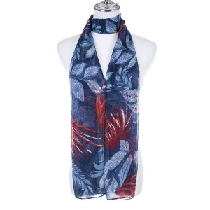 Sara Leaf Navy Scarf