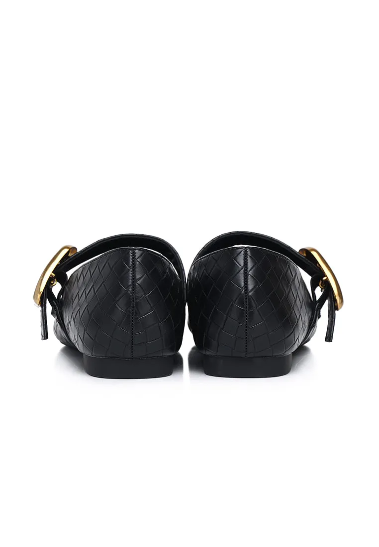 Shanzey Chucky Buckle Ballerina & Flats (Black)