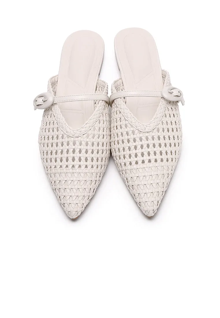 Siti Braided Slip On Sandals (White)