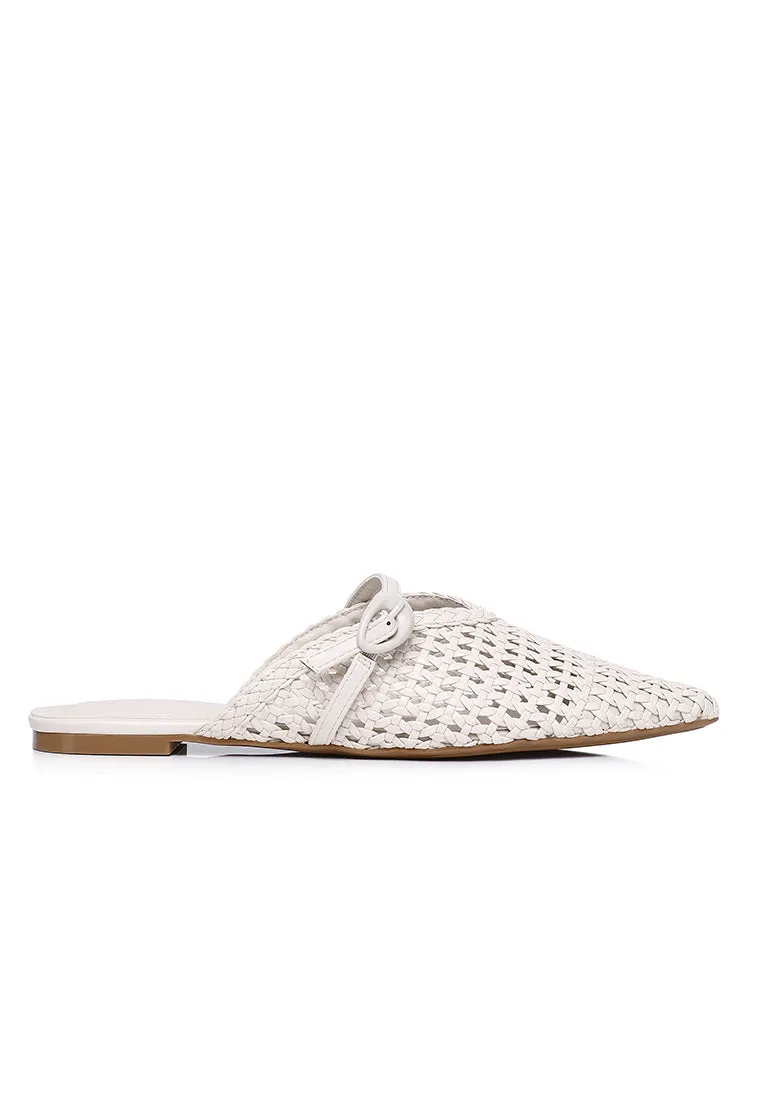 Siti Braided Slip On Sandals (White)