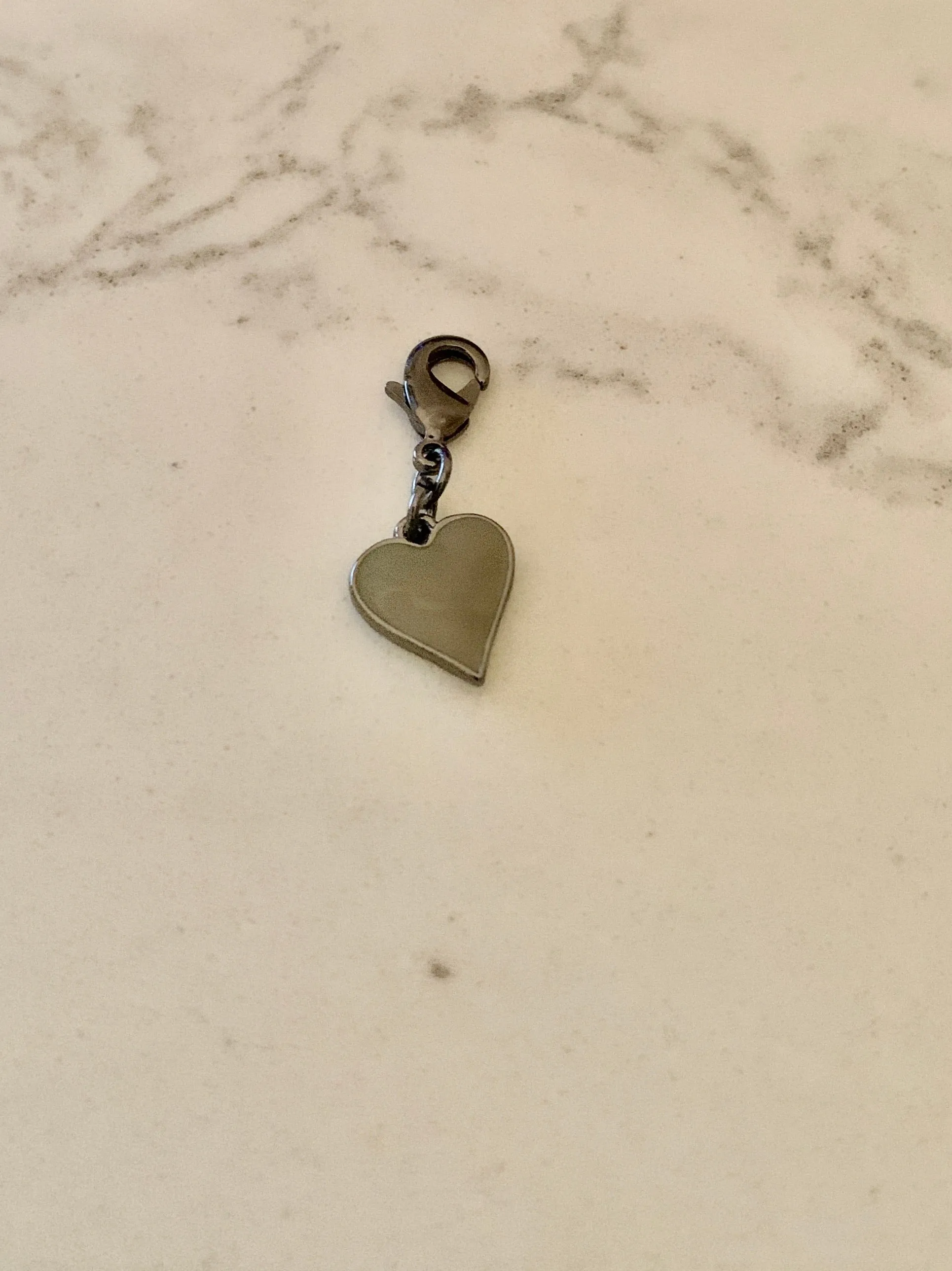 Small Army Enamel Heart Charm - Hematite
