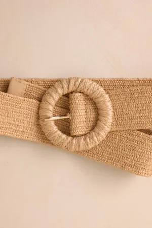 So Much More Tan Woven Straw Belt