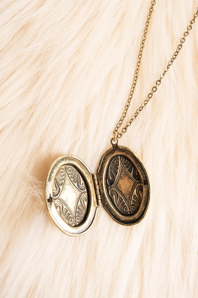 Spring Blooms Burnished Goldtone Locket Necklace