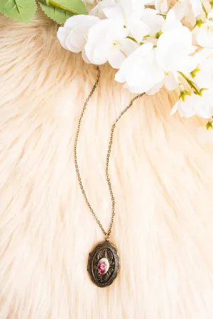 Spring Blooms Burnished Goldtone Locket Necklace