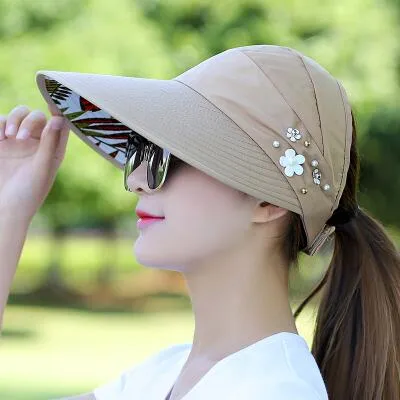 summer sun hat adjustable wide-brimmed beach hat UV protection sun visor hat